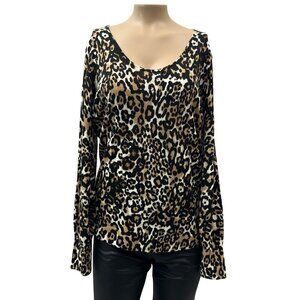 Talbots Pure Merino Wool  Leopard Print Sweater Long Sleeve Pullover Womens‎ M